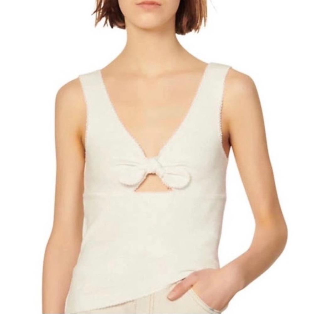 Sandro Tayron Knotted White Tank Top